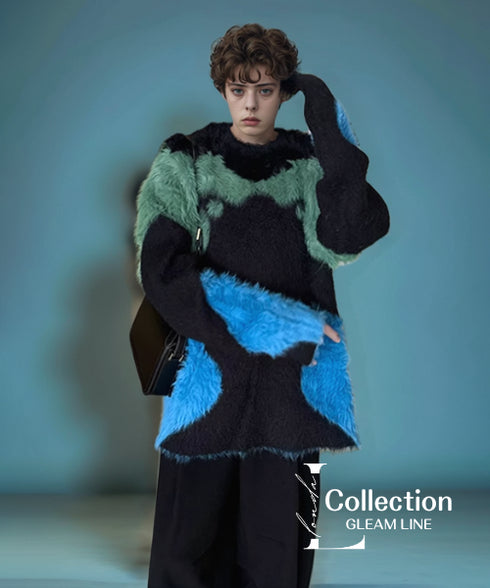 Color-matching shaggy sweater